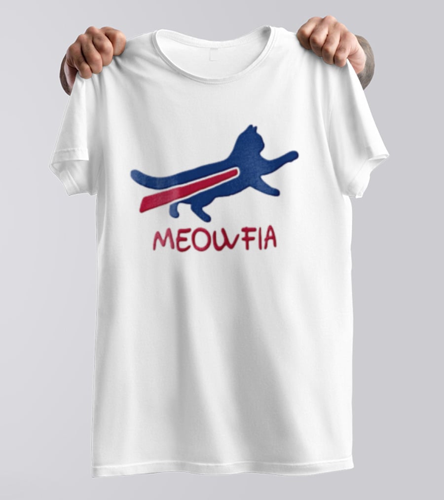 Meowfia Blue Cat Red T-Shirt