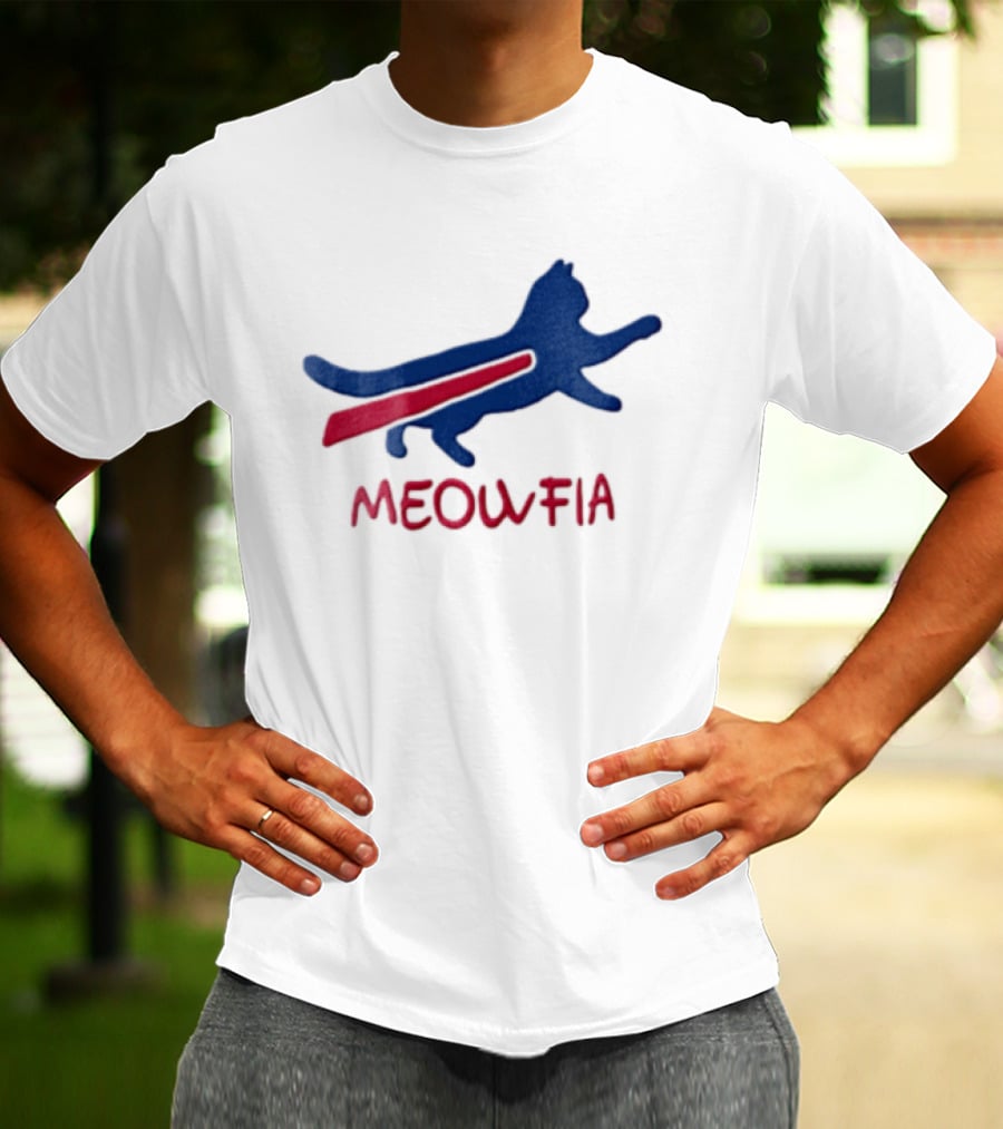 Meowfia Blue Cat Red T-Shirt