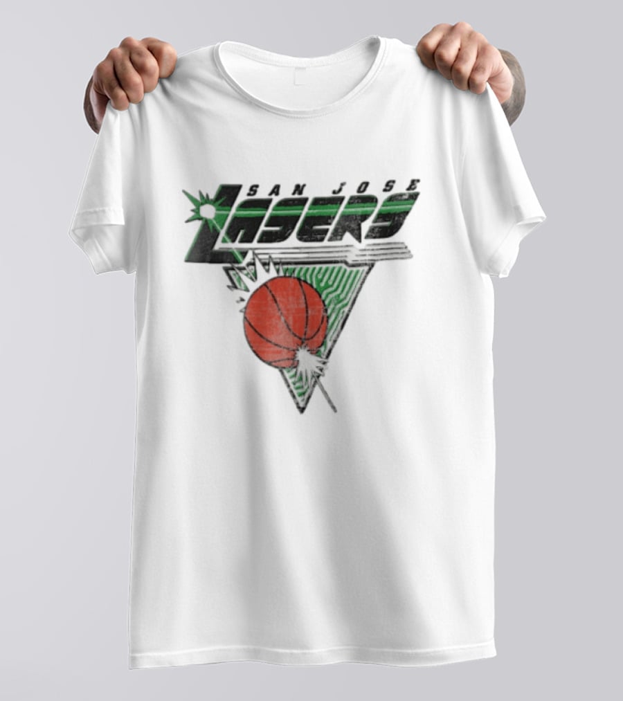 San Jose Lasers Basketball Green Circuit Triangle T-Shirt