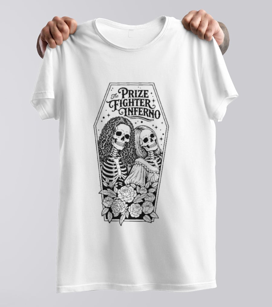 The Prize Fighter Inferno Skeleton Lovers At Neverender Floral Coffin T-Shirt