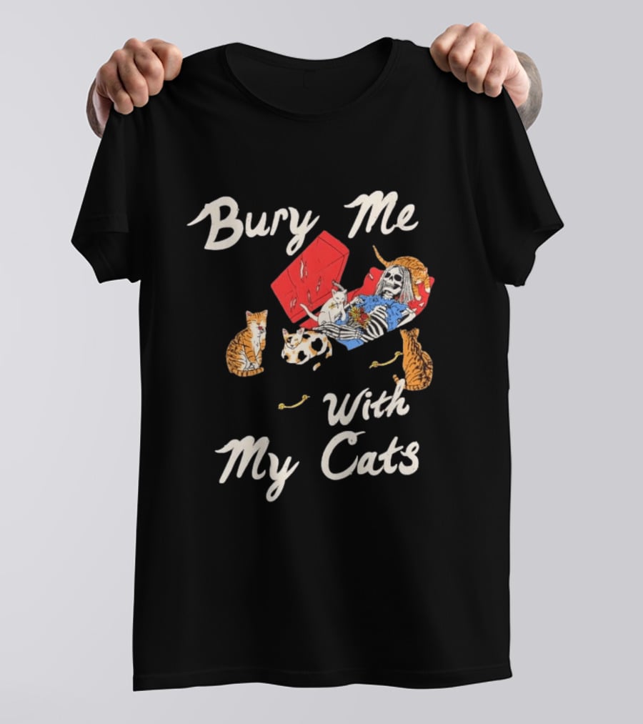 Bury Me With My Cats Skeleton Coffin Kittens T-Shirt