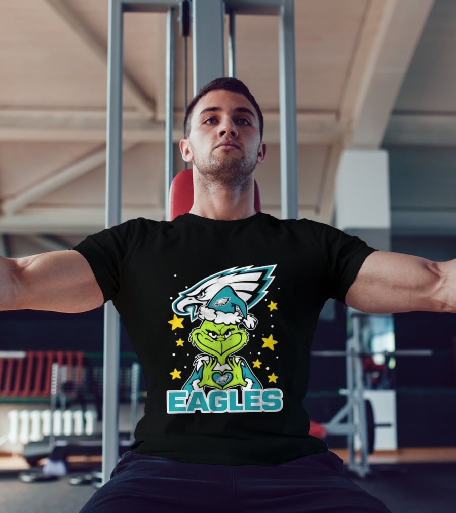 Philadelphia Eagles Christmas Grinch Heart Love T-Shirt