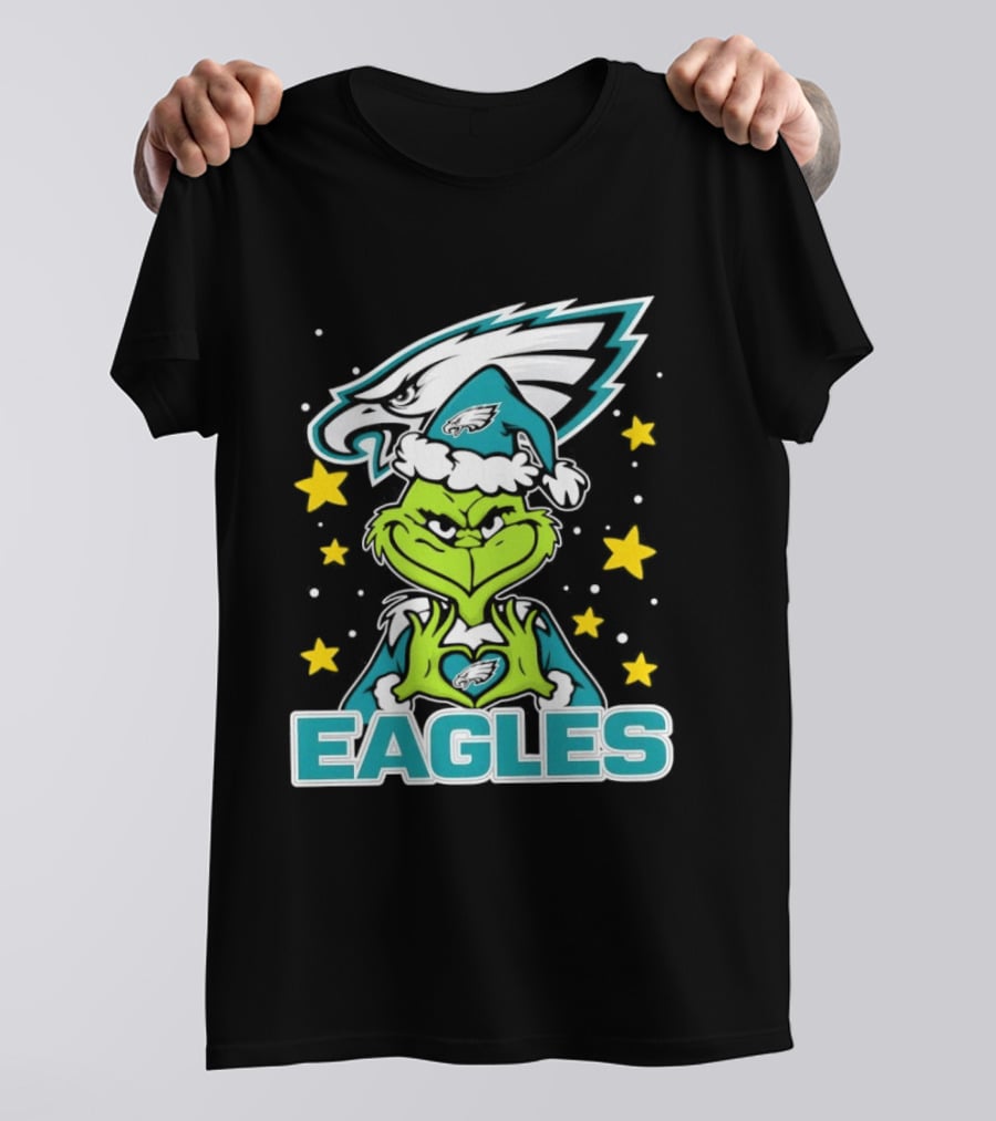 Philadelphia Eagles Christmas Grinch Heart Love T-Shirt