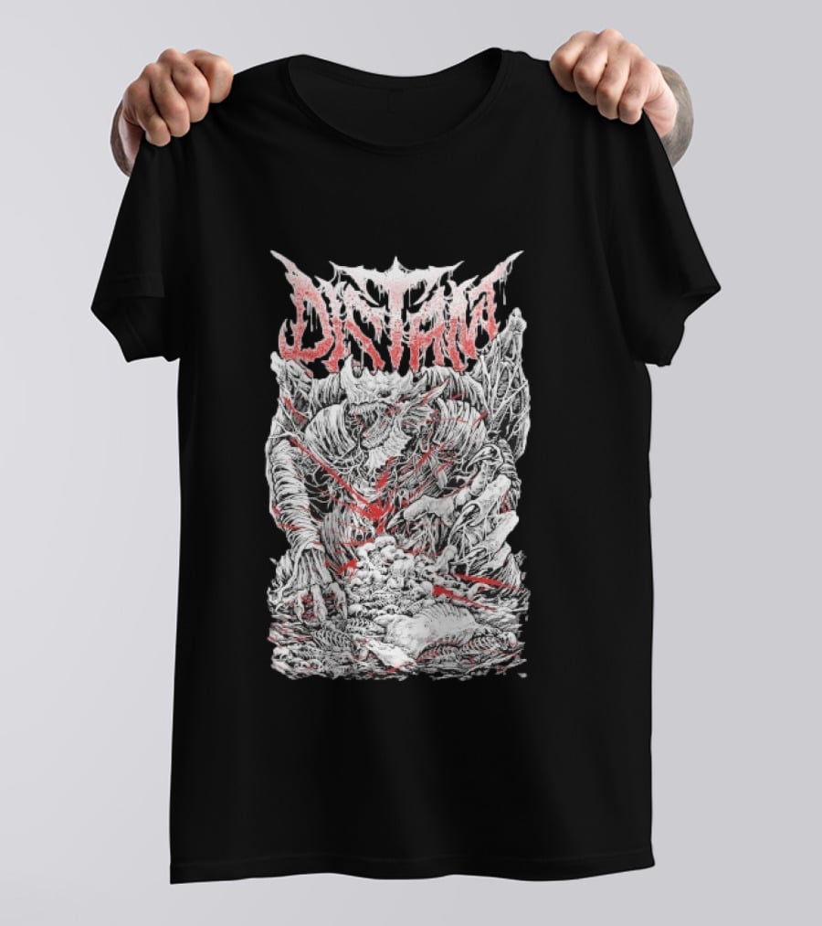 Distant Dragonkin Horror Fantasy Detailed Monster T-Shirt