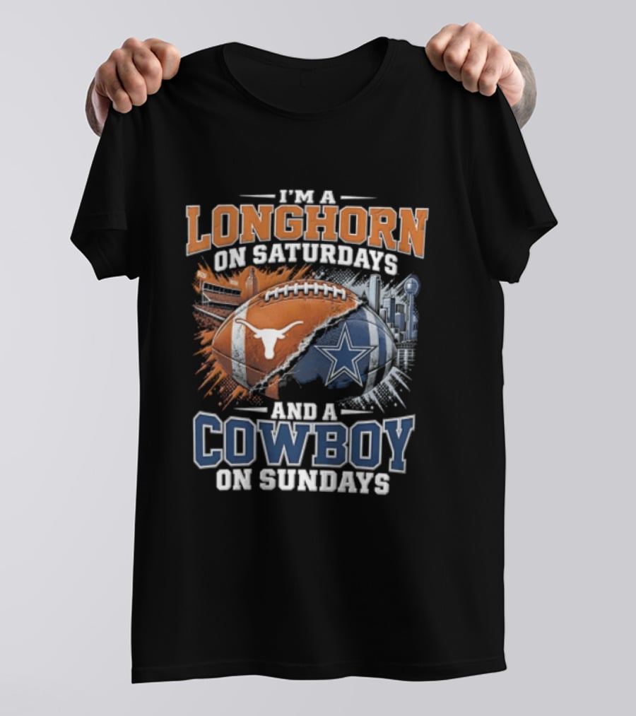 Texas Longhorn On Saturdays Dallas Cowboys On Sundays Fan Gear T-Shirt