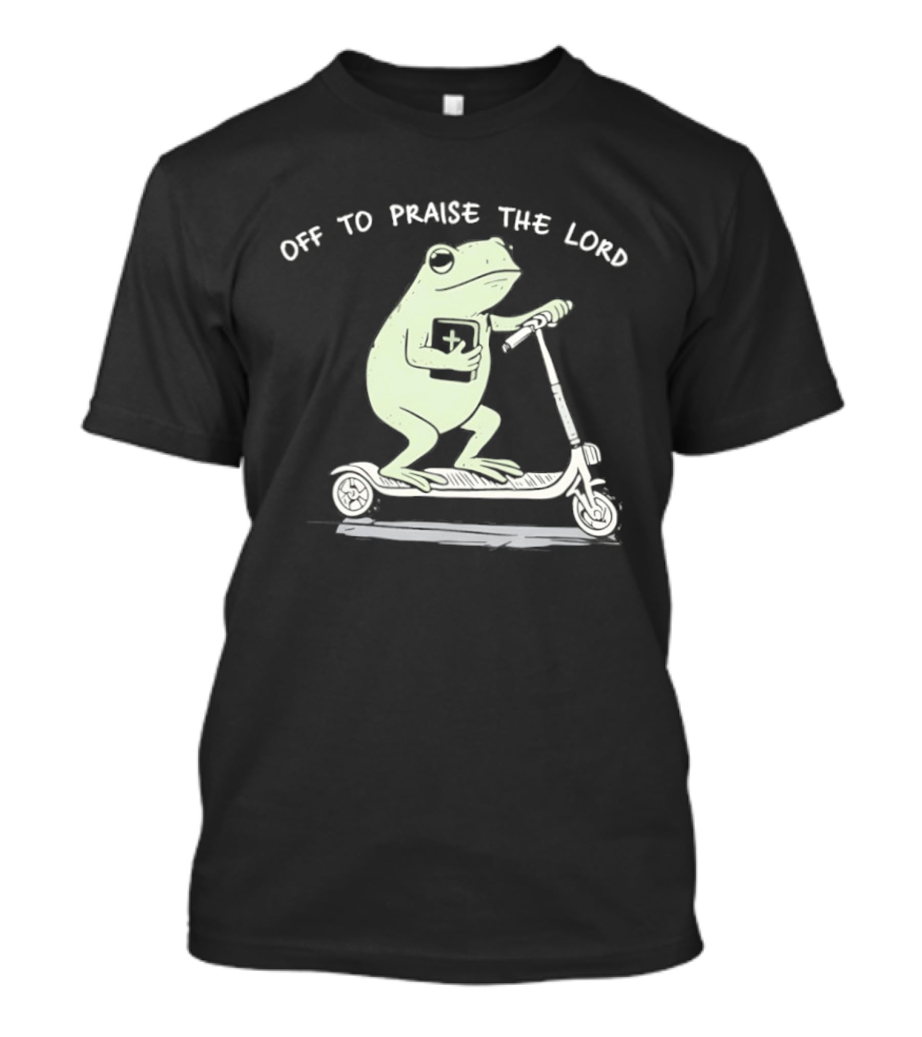 Off To Praise The Lord Frog On Scooter T-Shirt