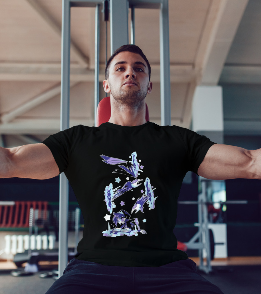Shark Robot Octavia Portal Animated Illustration With Stars And Blue Avian T-Shirt