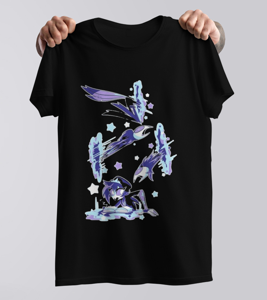 Shark Robot Octavia Portal Animated Illustration With Stars And Blue Avian T-Shirt