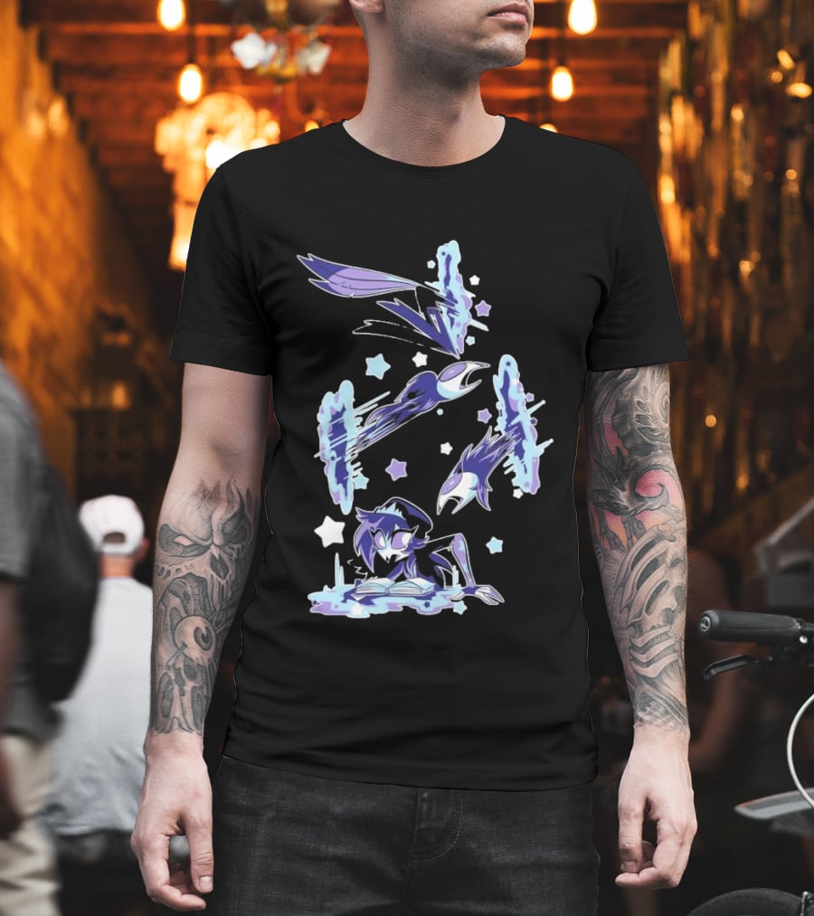 Shark Robot Octavia Portal Animated Illustration With Stars And Blue Avian T-Shirt