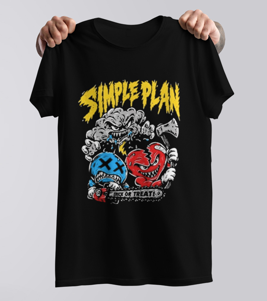 Simple Plan Halloween Trick Or Treat Monsters Axes T-Shirt