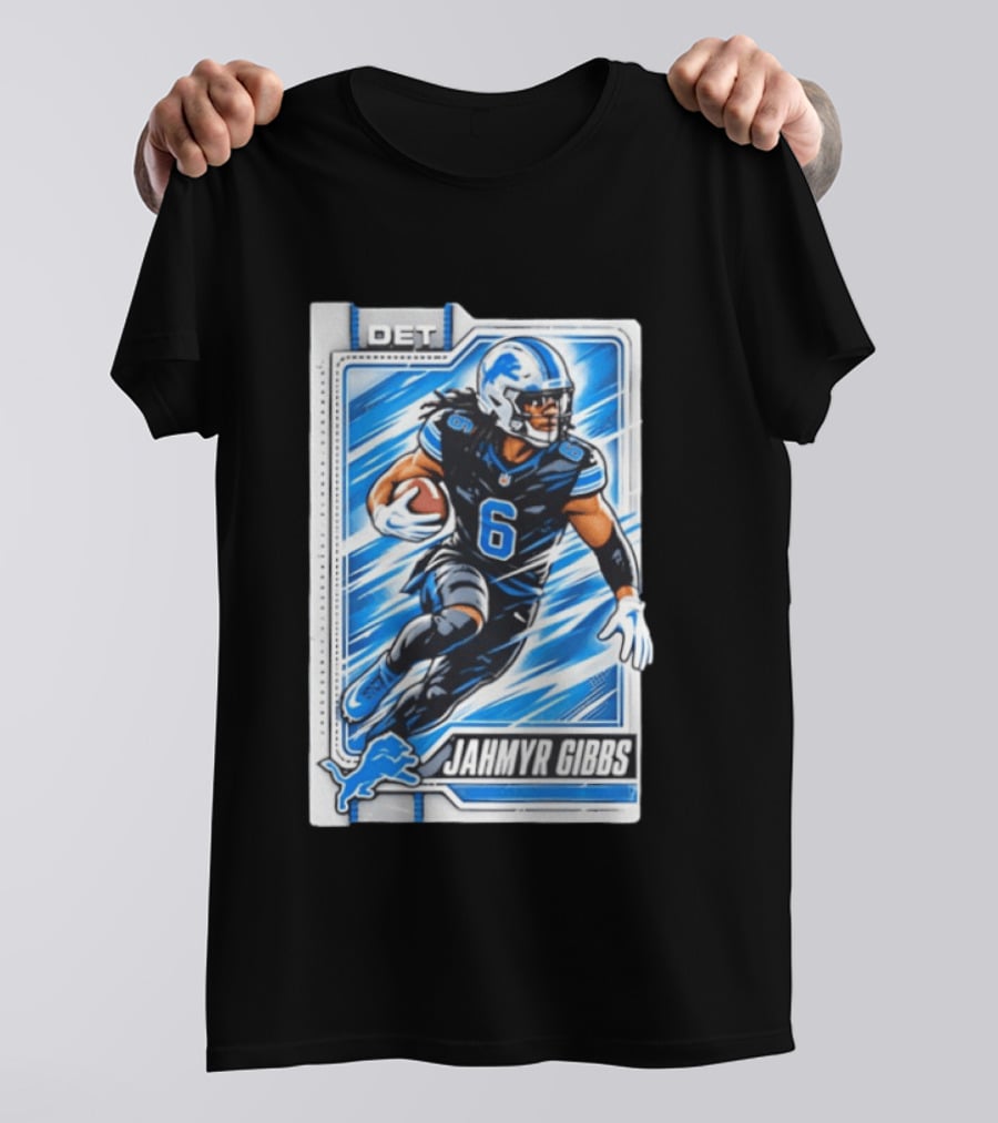 Jahmyr Gibbs DET 6 Football Card Detroit Lions T-Shirt