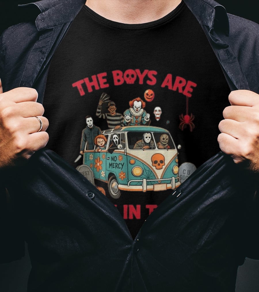 The Boys Are Back In Town No Mercy Halloween Horror Icons Spooky Van T-Shirt