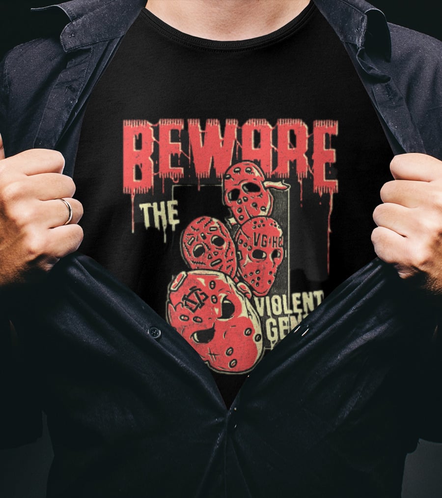 Beware The Violent Gents Hockey Masks VGHC T-Shirt