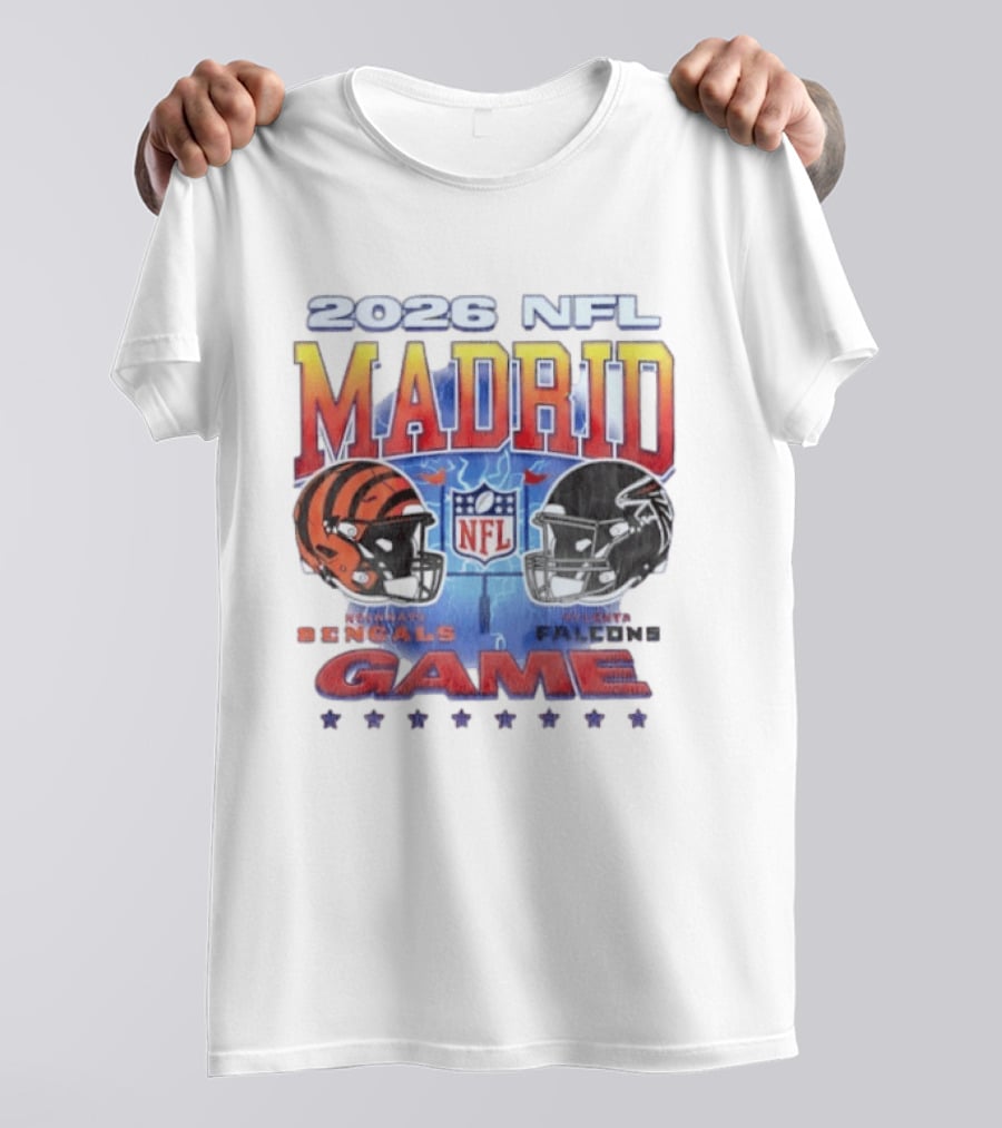 2026 NFL Madrid Game Cincinnati Bengals Vs Atlanta Falcons Matchup T-Shirt