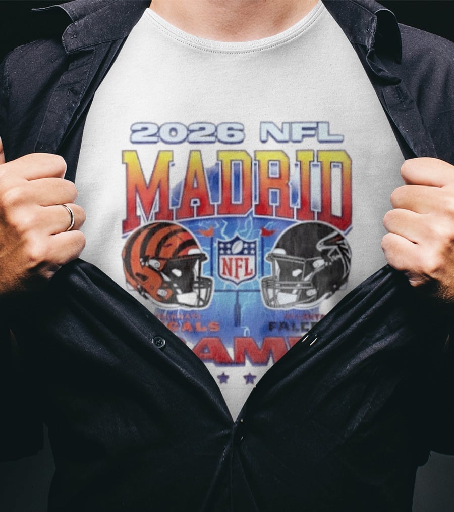 2026 NFL Madrid Game Cincinnati Bengals Vs Atlanta Falcons Matchup T-Shirt