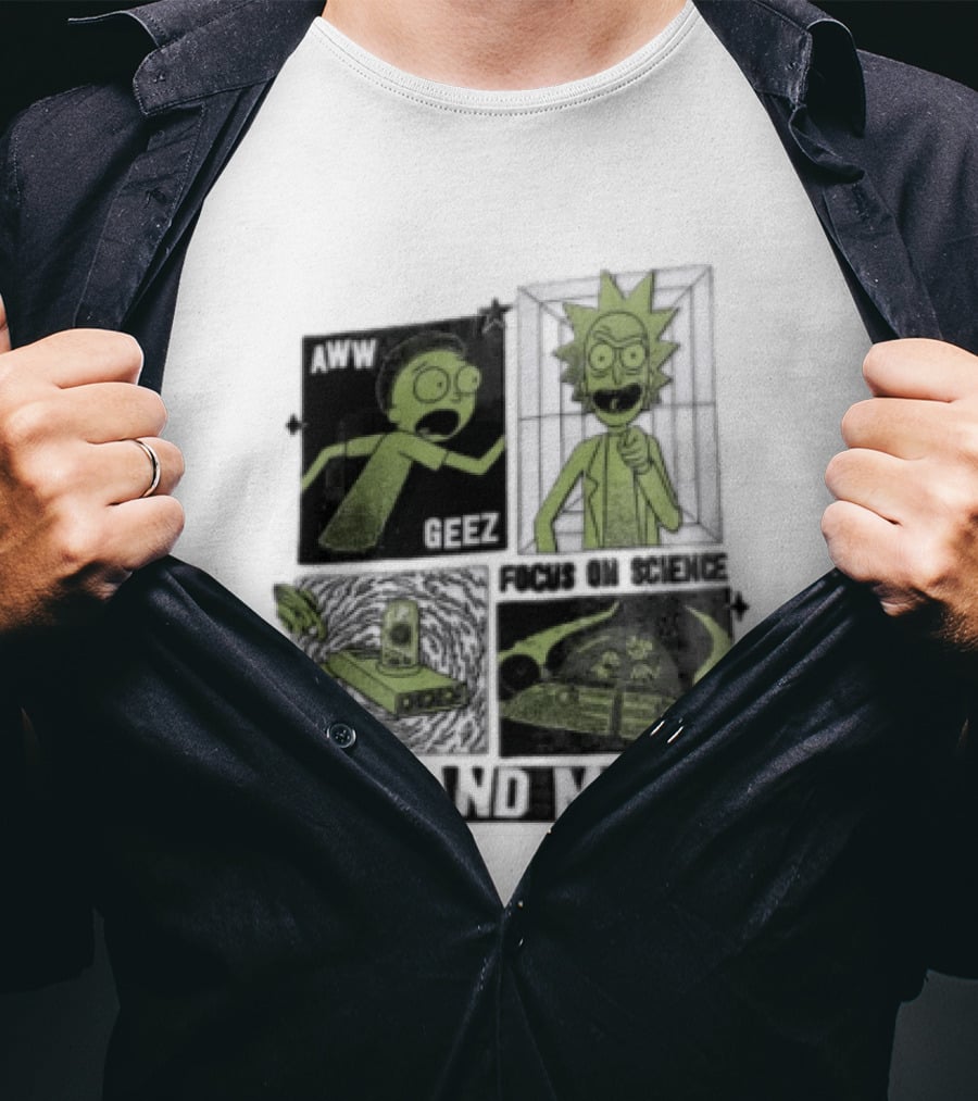 Aww Geez Rick And Morty Focus On Science Spaceship Portal T-Shirt