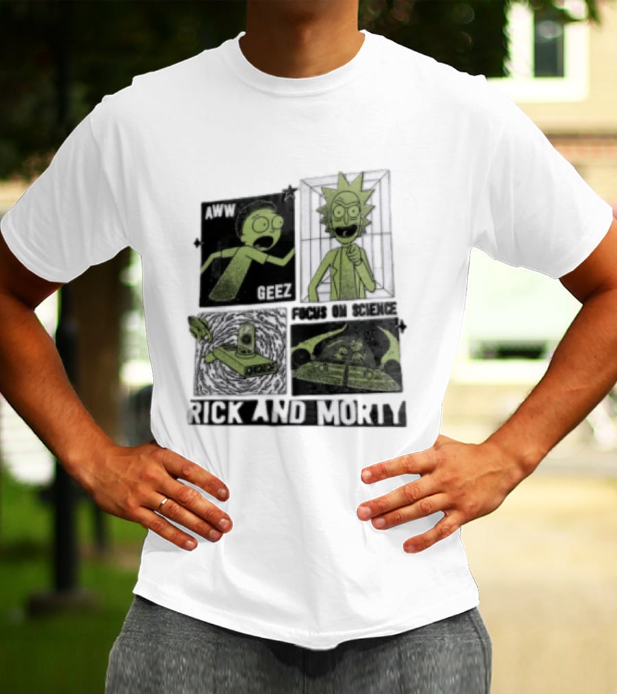 Aww Geez Rick And Morty Focus On Science Spaceship Portal T-Shirt