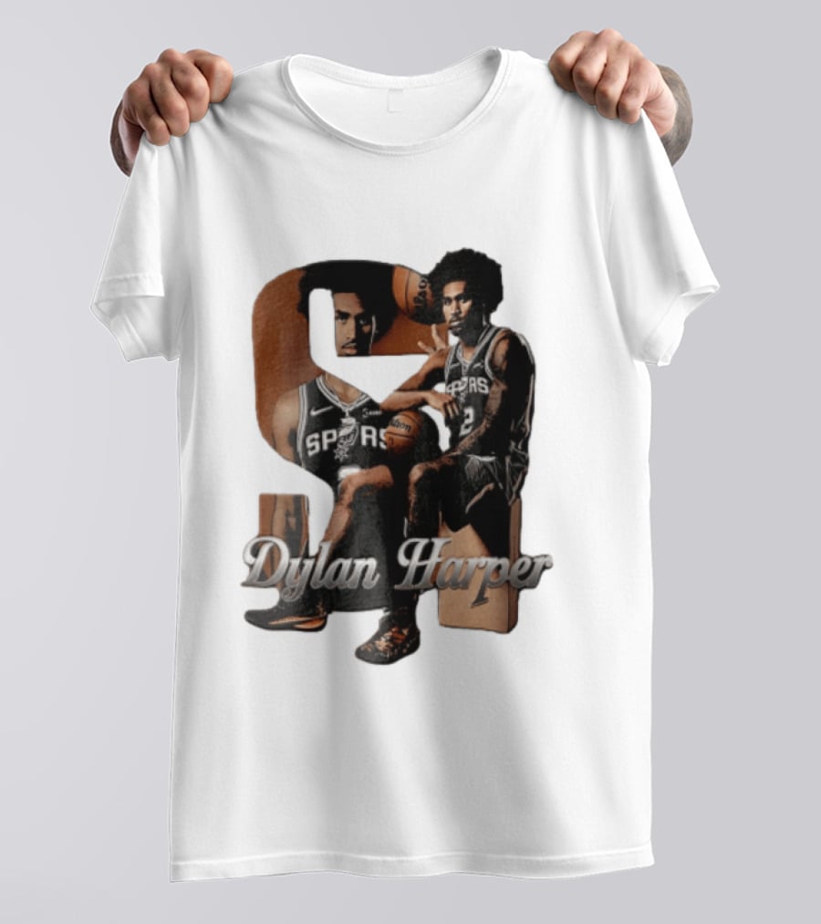 San Antonio Spurs Dylan Harper 2 Sitting Holding Basketball T-Shirt