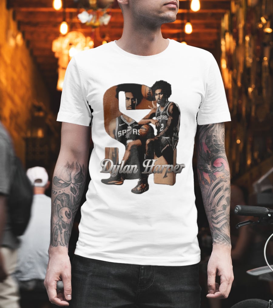 San Antonio Spurs Dylan Harper 2 Sitting Holding Basketball T-Shirt