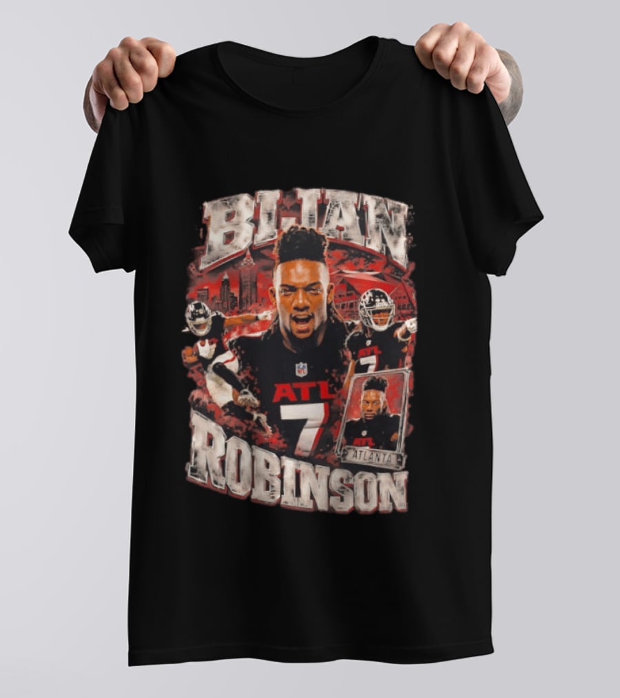Bijan Robinson ATL Atlanta Falcons Number 7 Football Player Sports Collage T-Shirt