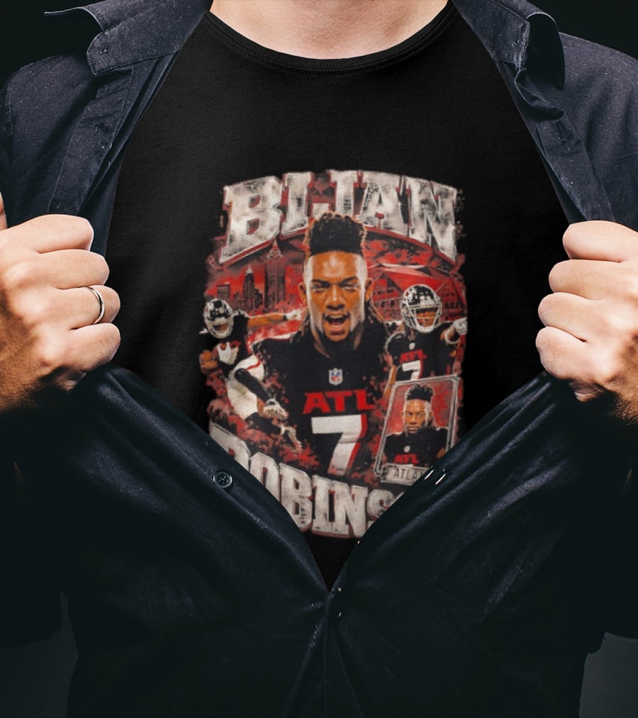 Bijan Robinson ATL Atlanta Falcons Number 7 Football Player Sports Collage T-Shirt