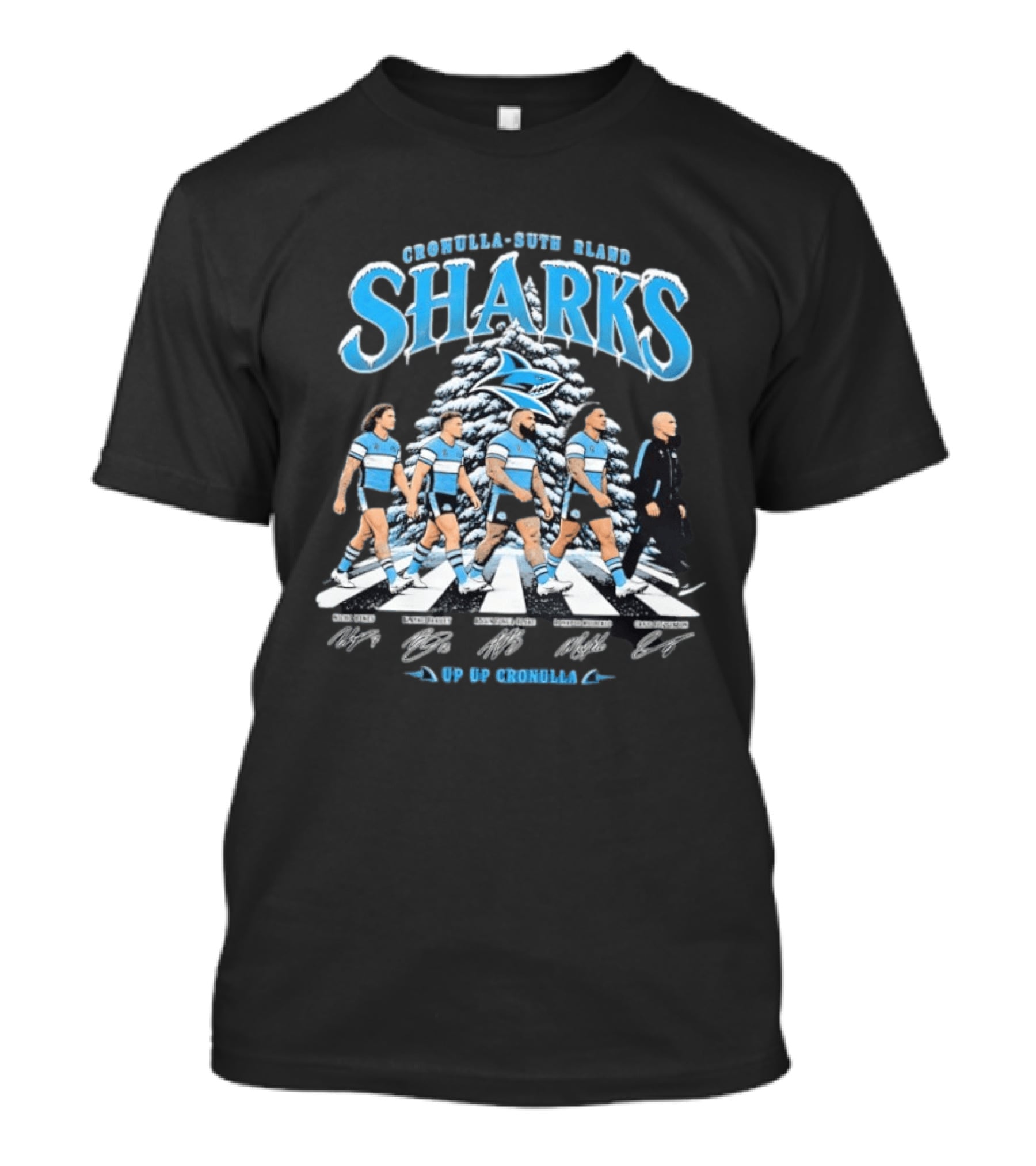 Cronulla Sutherland Sharks Up Up Cronulla Abbey Road Christmas Signatures T-Shirt