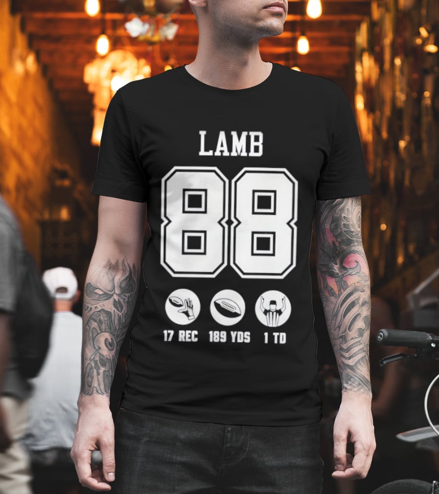 Dallas Cowboys CeeDee Lamb 88 17 Rec 189 Yds 1 Td T-Shirt