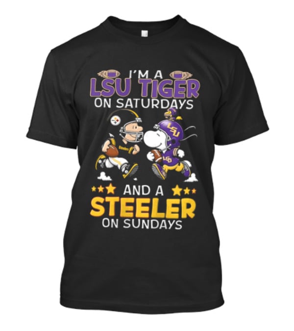 I'm A LSU Tiger On Saturdays And A Steeler On Sundays Charlie Brown Snoopy Football Fan T-Shirt