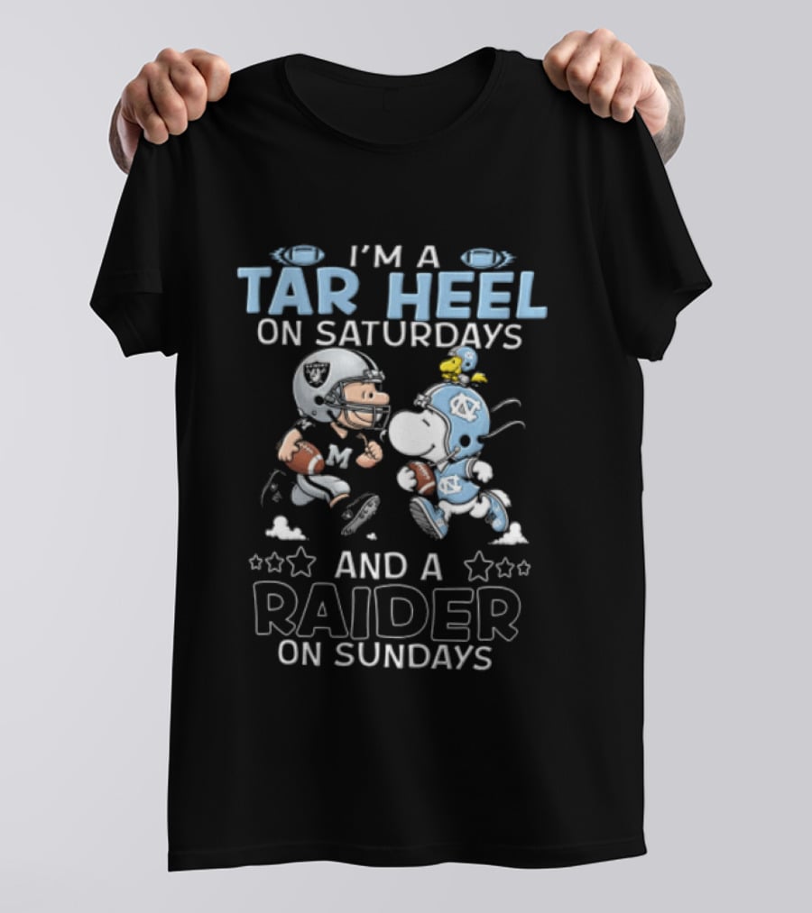 I'm A Tar Heel On Saturdays And A Raider On Sundays Charlie Brown Snoopy T-Shirt