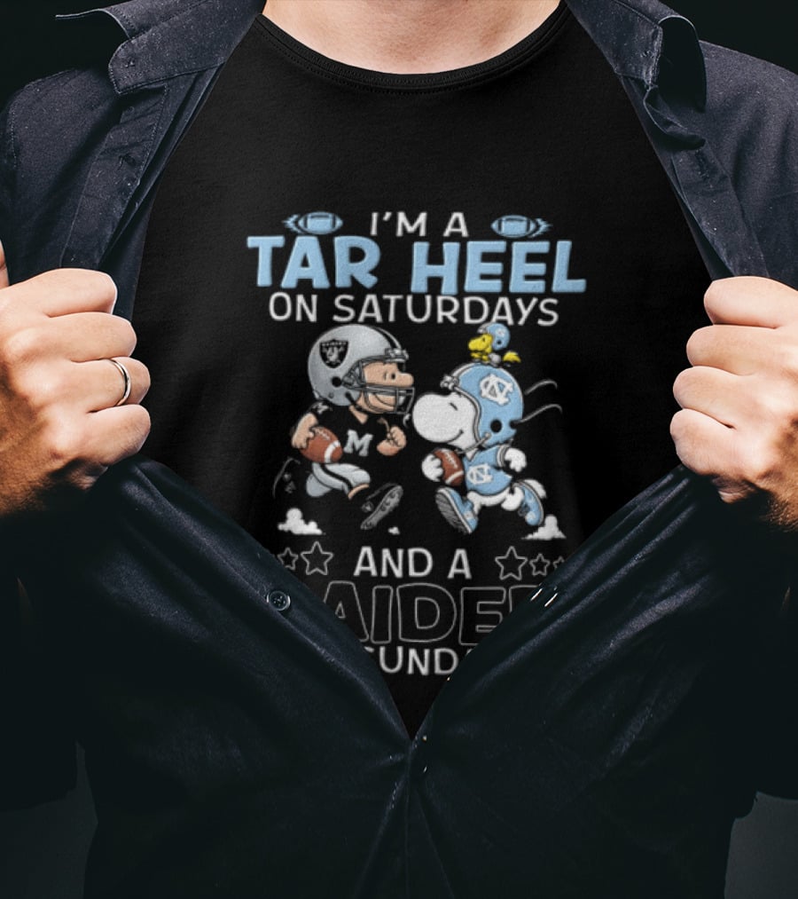 I'm A Tar Heel On Saturdays And A Raider On Sundays Charlie Brown Snoopy T-Shirt