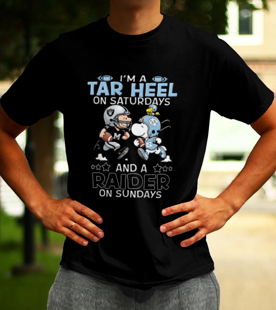 I'm A Tar Heel On Saturdays And A Raider On Sundays Charlie Brown Snoopy T-Shirt