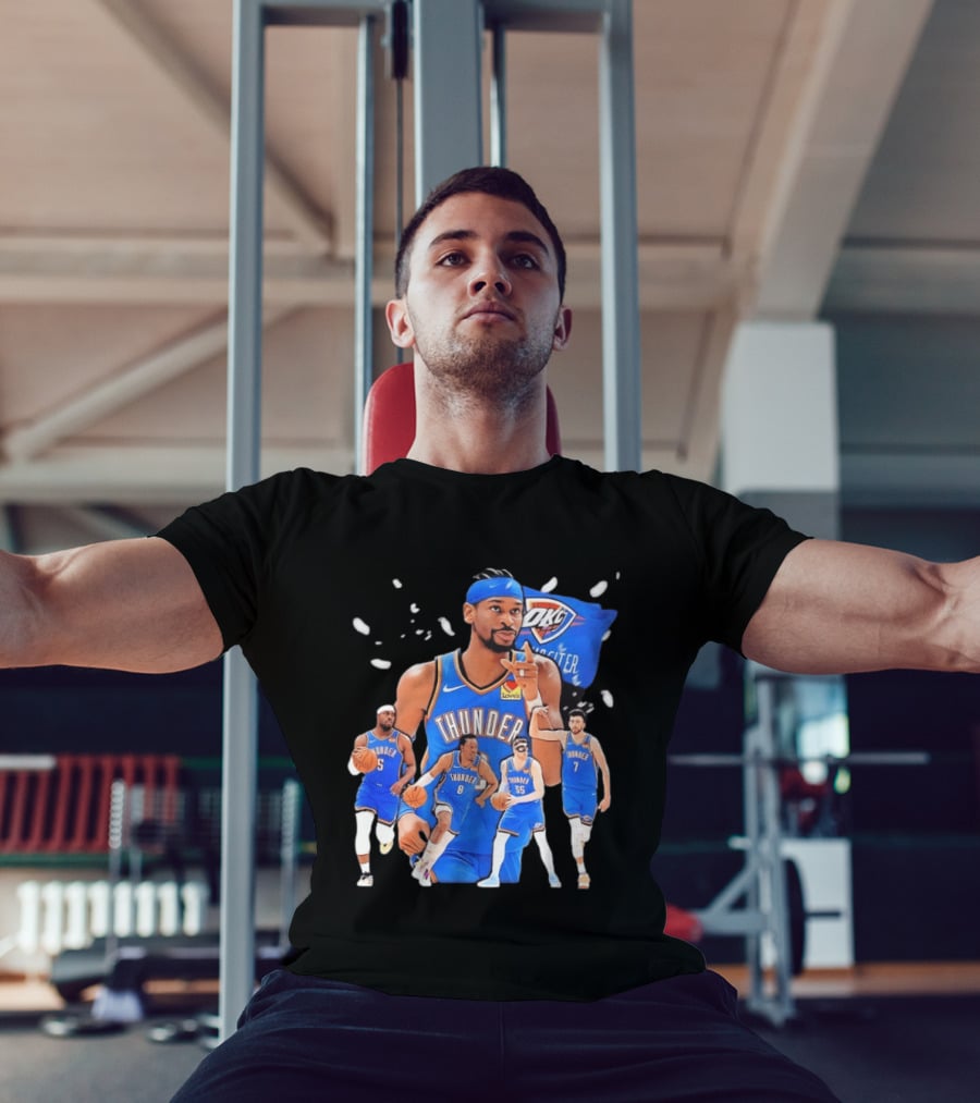 Oklahoma City Thunder 2026 NBA Players Collage With OKC Thunder Logo And Basketball Team Members T-Shirt