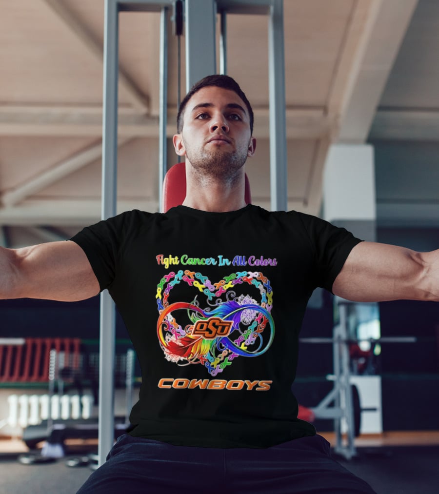 Cowboys Fight Cancer In All Colors OSU Heart Ribbon T-Shirt