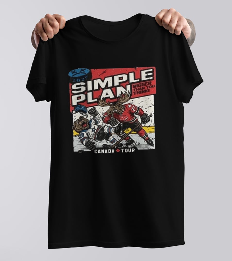 2027 Simple Plan Bigger Than You Think Canada Tour Hockey T-Shirt