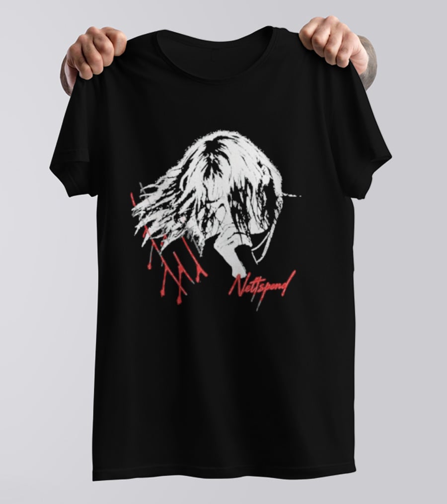 Nettspend Slash Hair Silhouette With Red Scribble T-Shirt