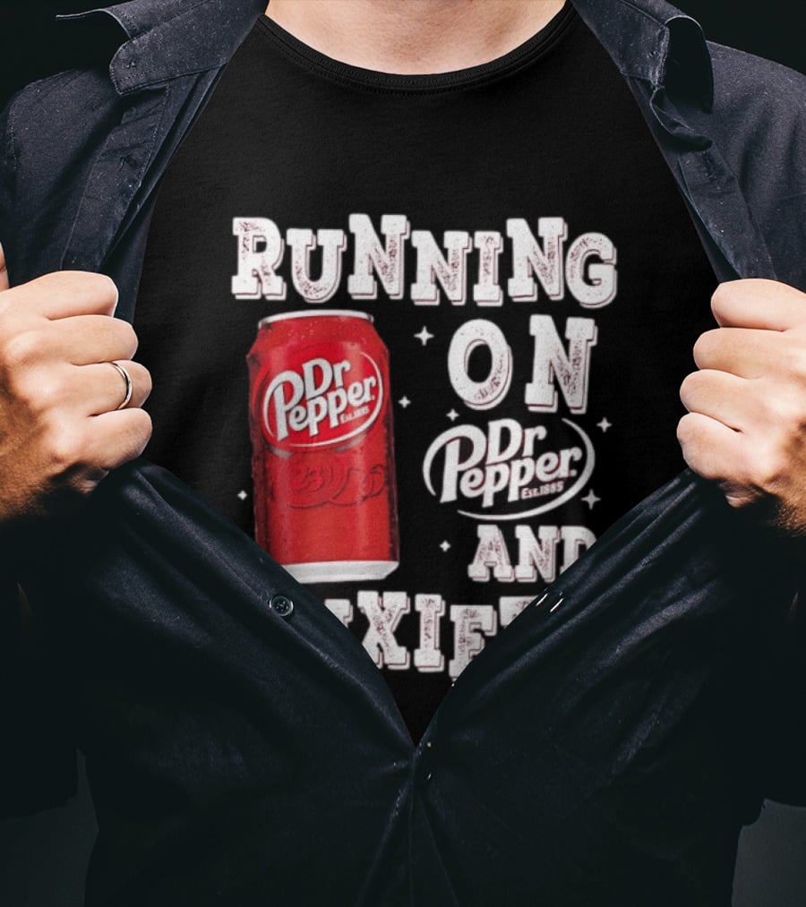 Running On Dr. Pepper And Anxiety Red Can T-Shirt