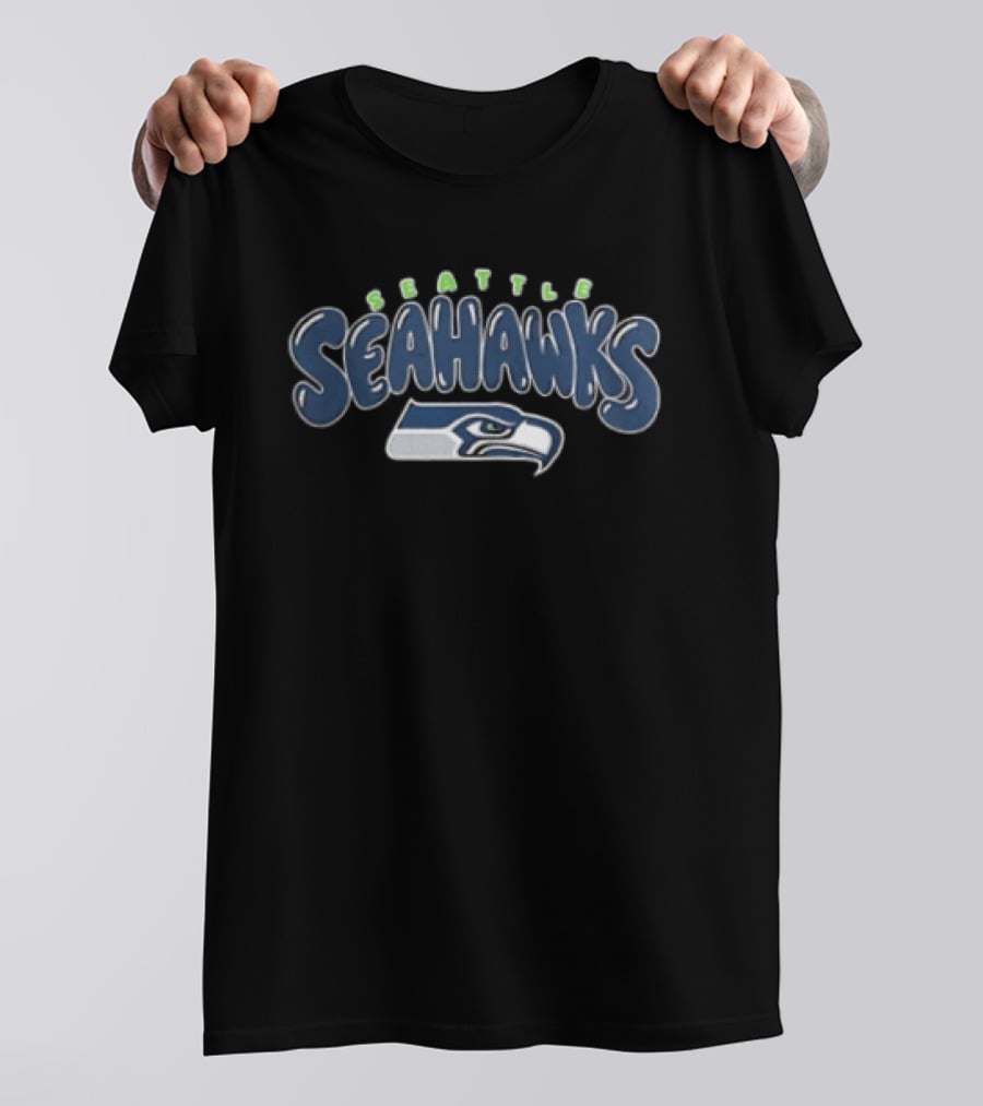 Seattle Seahawks Bubble Lettering With Team T-Shirt