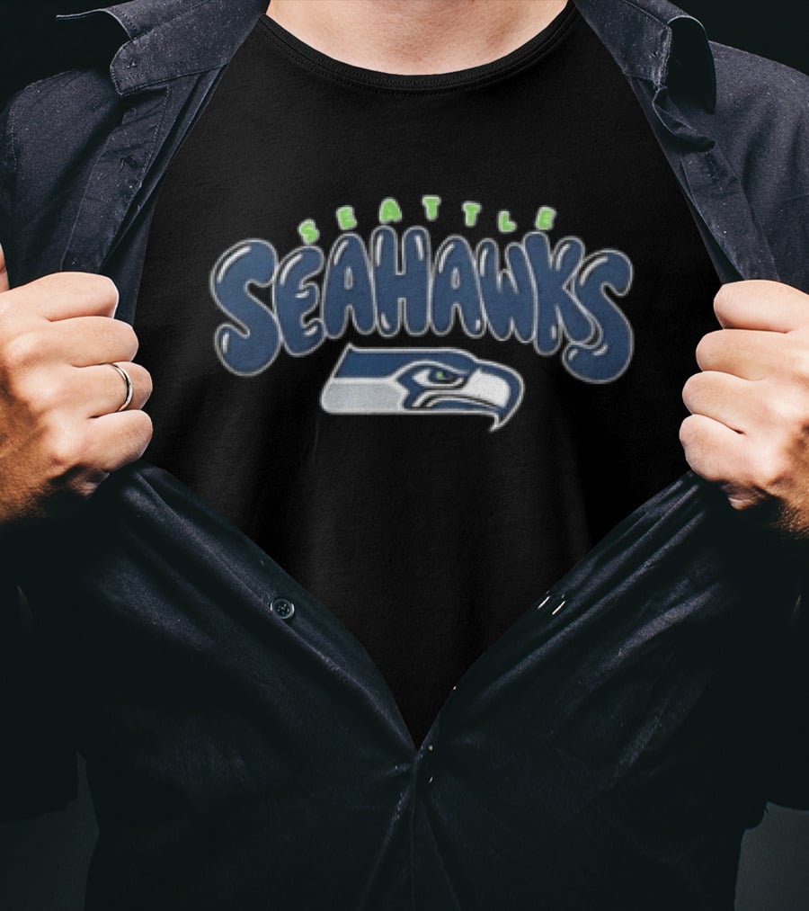 Seattle Seahawks Bubble Lettering With Team T-Shirt