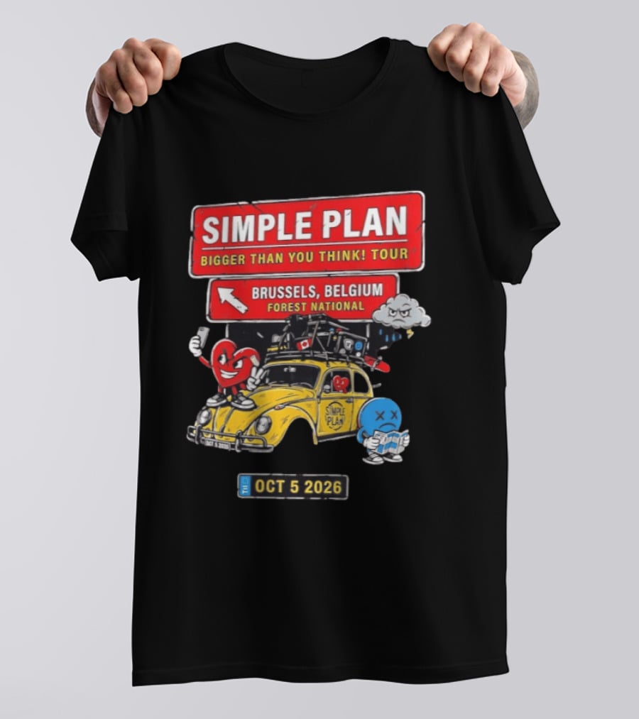 Simple Plan Bigger Than You Think Tour Brussels Belgium Forest National Oct 5 2026 T-Shirt