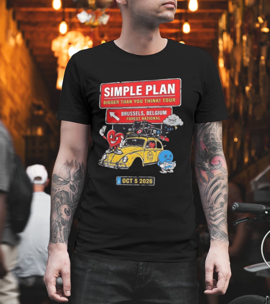 Simple Plan Bigger Than You Think Tour Brussels Belgium Forest National Oct 5 2026 T-Shirt