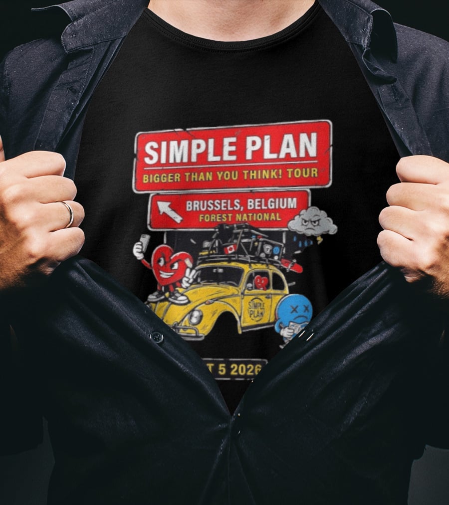 Simple Plan Bigger Than You Think Tour Brussels Belgium Forest National Oct 5 2026 T-Shirt