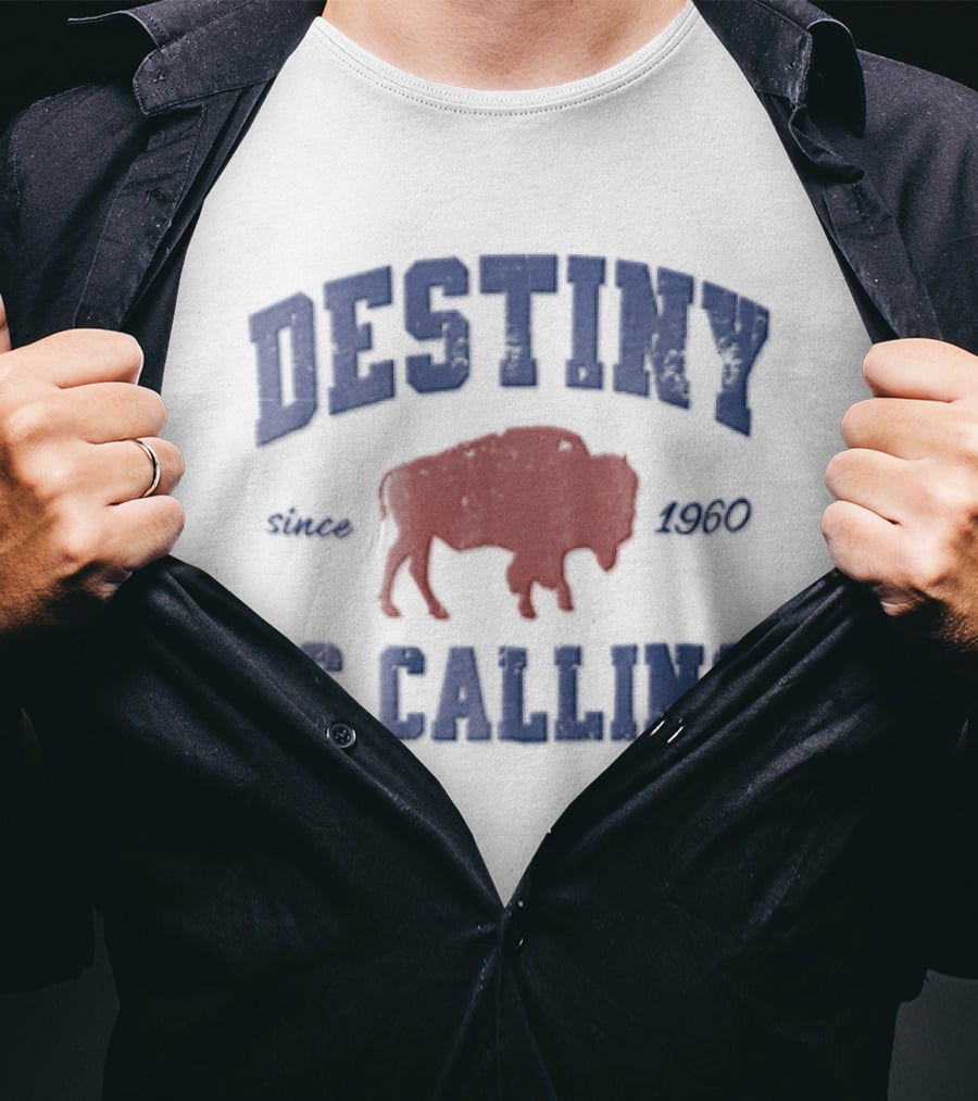 Destiny Is Calling 1960 Buffalo Bills Red Buffalo Distressed T-Shirt