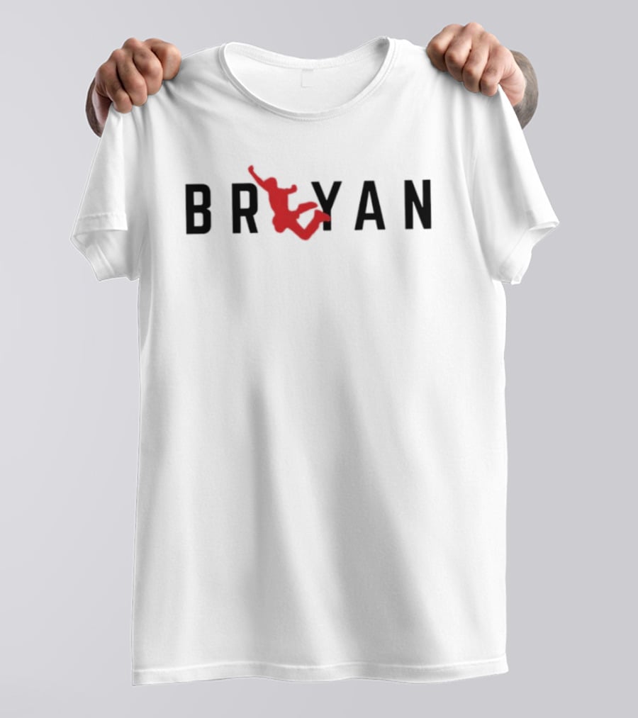 Bryan Personalized Silhouette With Red Jumping Figure T-Shirt