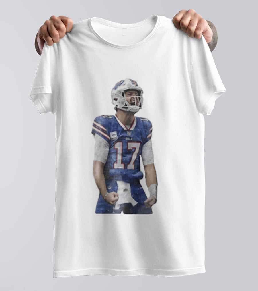 Buffalo Bills Josh Allen 17 Celebrating Football Watercolor T-Shirt