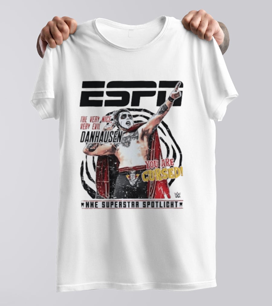 ESPN Danhausen WWE Superstar Spotlight You Are Cursed Very Nice Very Evil T-Shirt