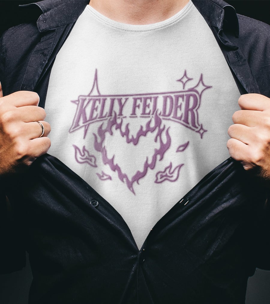 Kelly Felder Purple Flaming Heart Sparkle T-Shirt