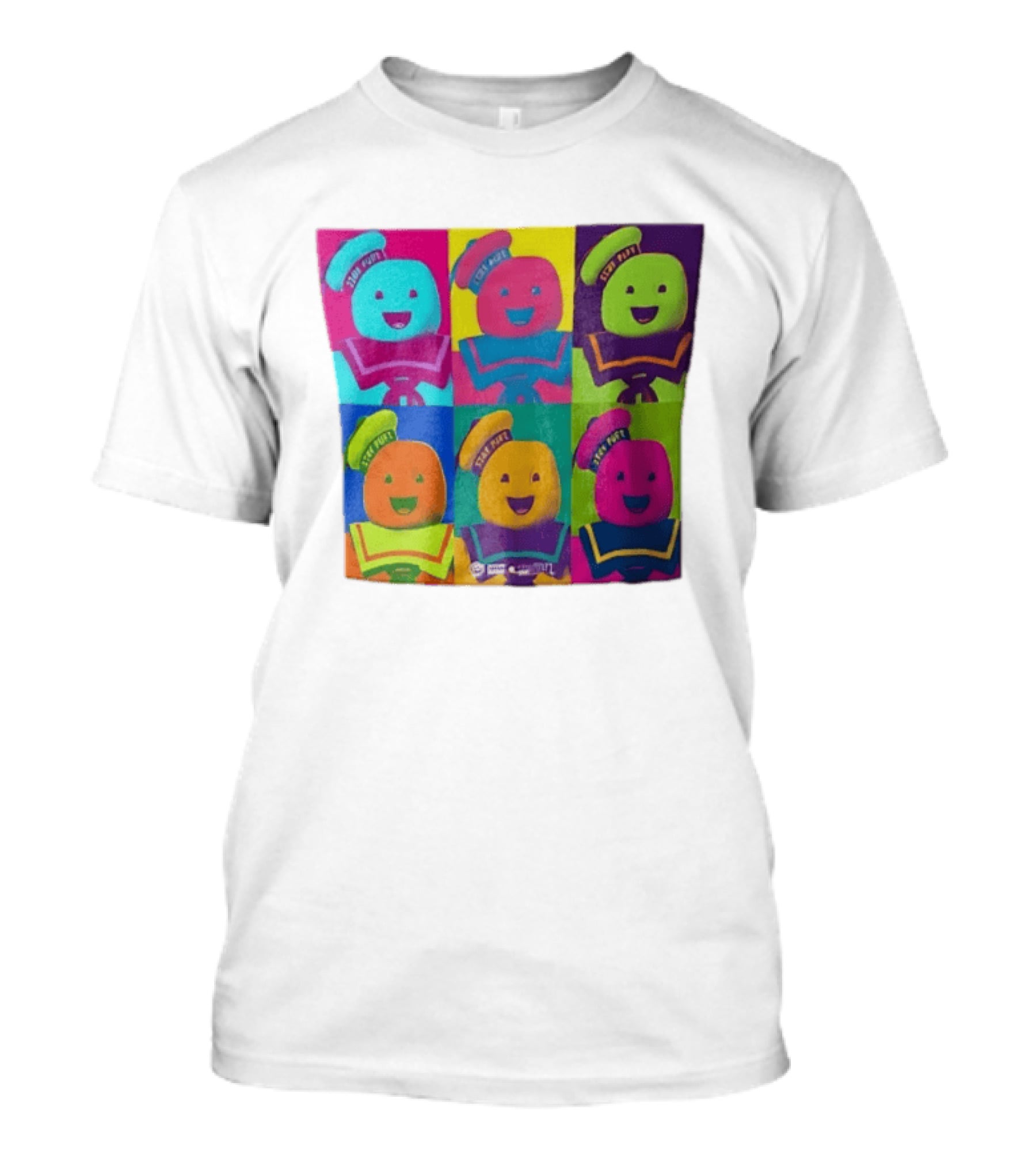 Movie Ghostbusters Stay Puft Marshmallow Man Six Colorful Pop Portraits T-Shirt