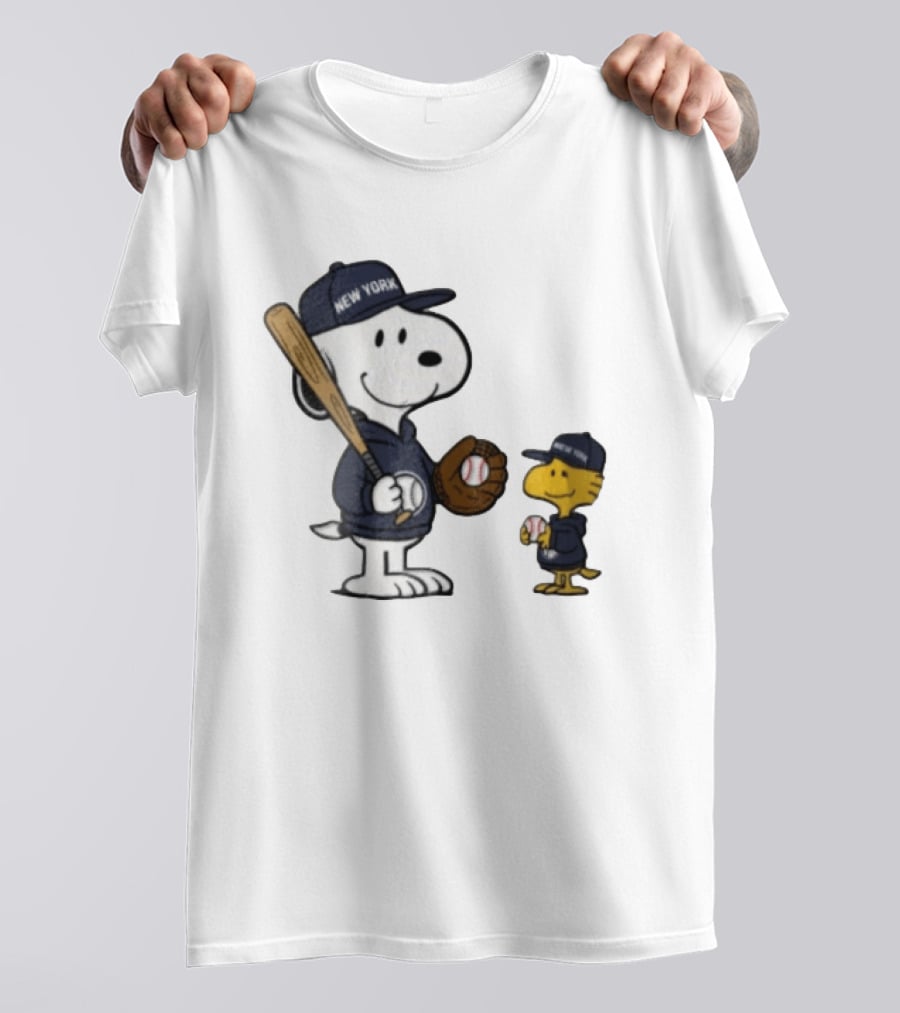 New York Yankees Snoopy Woodstock Baseball Cartoon Peanuts Sports Fan Collection T-Shirt