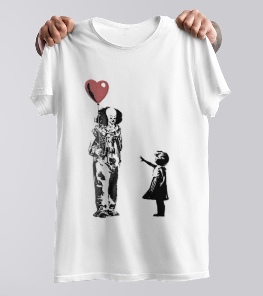Pennywise Clown And Child With Red Heart Balloon T-Shirt