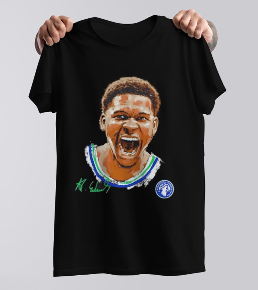 Anthony Edwards Minnesota Timberwolves Basketball Player Signature T-Shirt